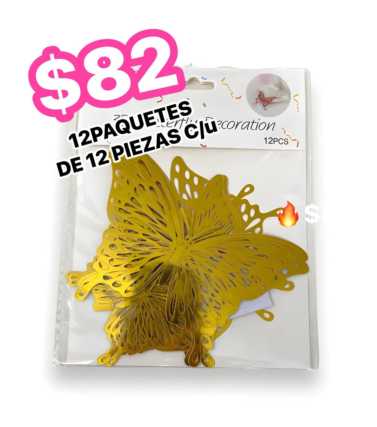 🔥MARIPOSA DECORACIÓN PAQUETE 144 pz🔥