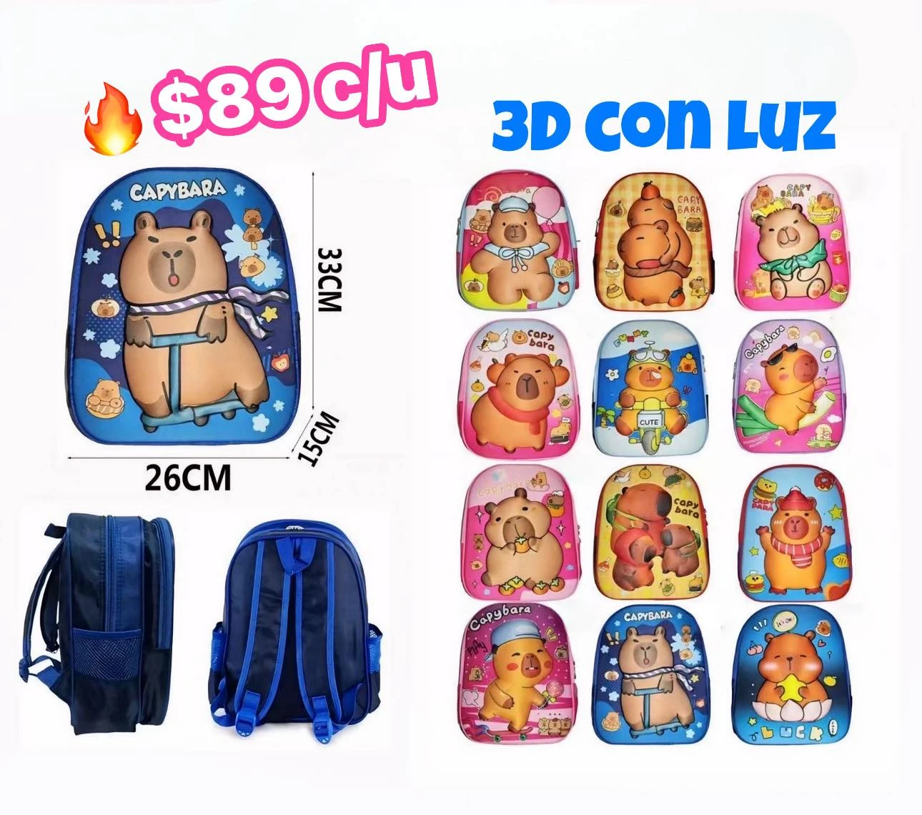 🔥MOCHILA KINDER 3D CON LUZ🔥