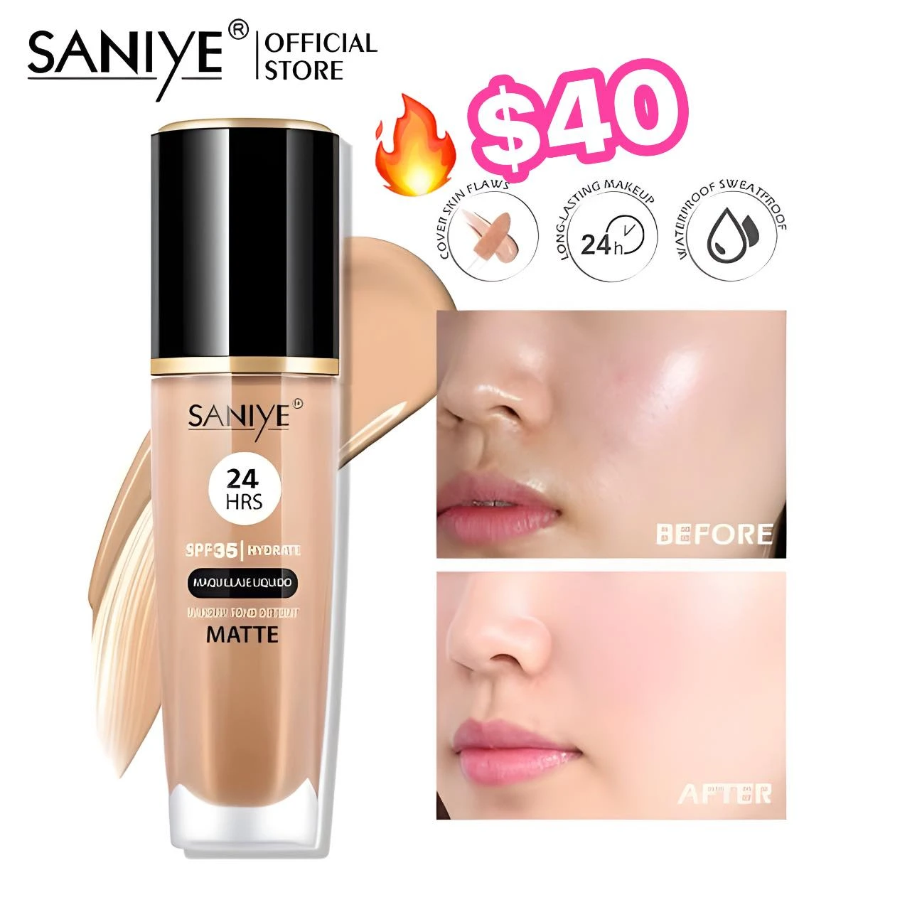 24 hours🔥BASE MAQUILLAJE  SANIYE🔥 24 hours